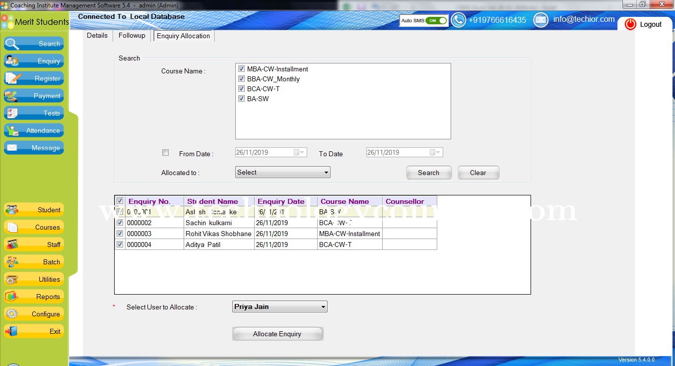 Techior Coaching Screenshots
